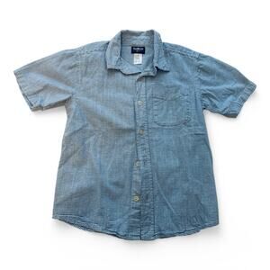 OshKosh Boys Blue Striped Short Sleeve Button Down Shirt Lightweight Size 7
